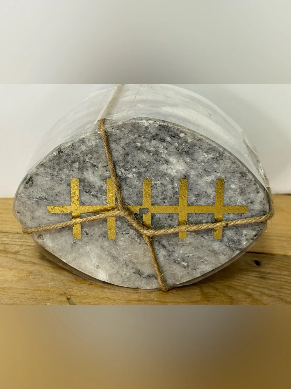 Football Entertaining Football Shaped Marble Coaster Set Of 4 - NWT